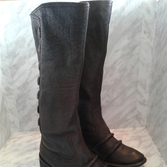 REPLAY LONG knee high LEATHER BOOTS Cowgirl Cowboy - Picture 4 of 7